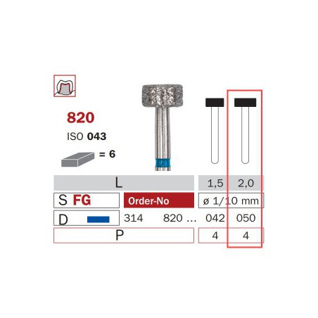 Diamond Bur, FG 050, Medium, Wheel ISO No.043