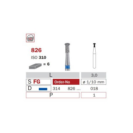 Diamond Bur, FG 018, Medium, Lenticular ISO No.304