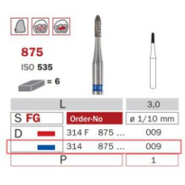 Diamond Bur, FG 009, Medium, Torpedo ISO No.535