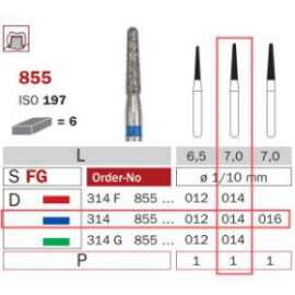 Diamond Bur, FG 014, Medium, Cone Round End ISO No.197