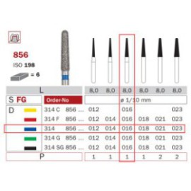 Diamond Bur, FG 014, Medium, Cone Round End ISO No.198