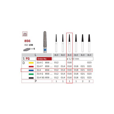 Diamond Bur, FG 014, Medium, Cone Round End ISO No.198