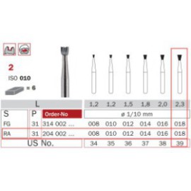 Carbide Bur, RA 018, Inverted Cone ISO No.010