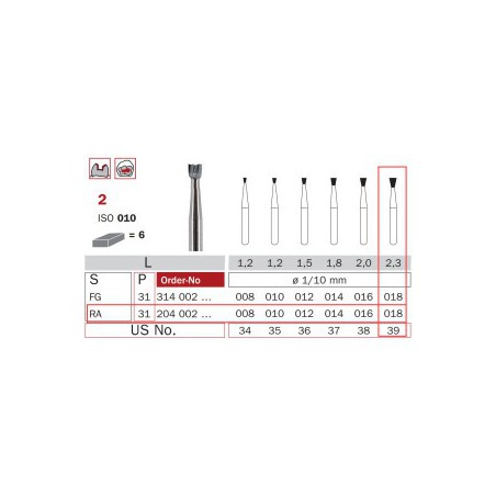 Carbide Bur, RA 018, Inverted Cone ISO No.010