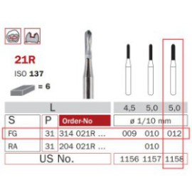 Carbide Bur, FG 012, Torpedo ISO No.137