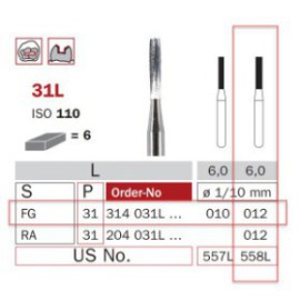 Carbide Bur, FG 012, Long Cylinder ISO No.109