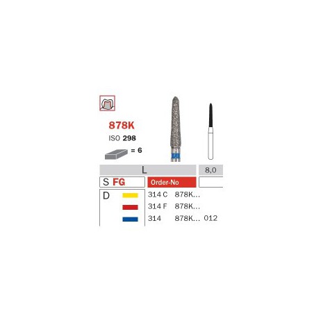 Diamond Bur, FG 012, Medium, Torpedo (Gingival Curettage) ISO No.289