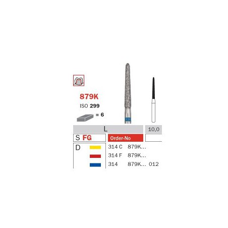 Diamond Bur, FG 012, Medium, Torpedo (Gingival Curettage) ISO No.290