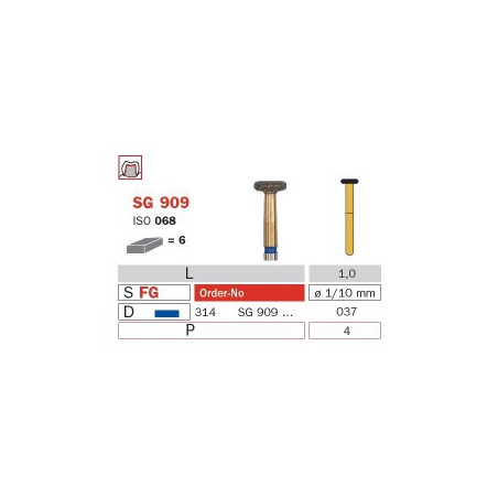 Diamond Bur, FG 037, Medium, Wheel Round Edge (Goldies) ISO No.068