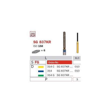 Diamond Bur, FG 010, Medium, Cylinder Round Shoulder (Goldies) ISO No.158