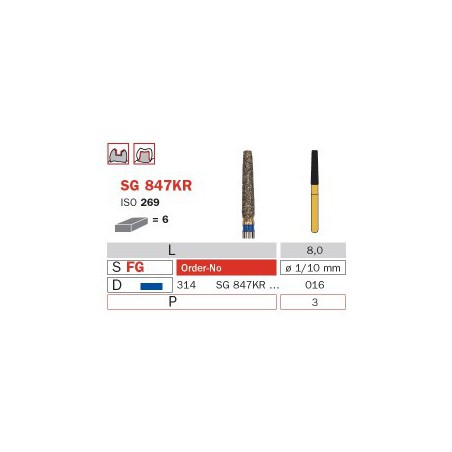 Diamond Bur, FG 016, Medium, Truncated Cone (Goldies) ISO No.546