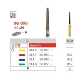 Diamond Bur, FG 012, Fine, Cone Round End (Goldies) ISO No.199