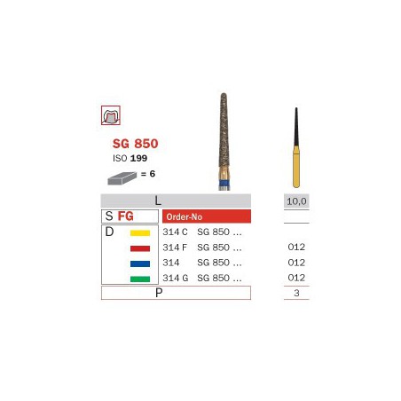 Diamond Bur, FG 012, Fine, Cone Round End (Goldies) ISO No.199