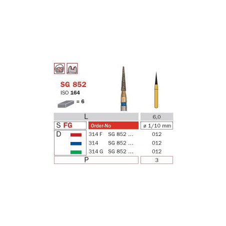 Diamond Bur, FG 012, Fine, Cone (Goldies) ISO No.164