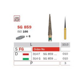 Diamond Bur, FG 010, Fine, Cone (Goldies) ISO No.166