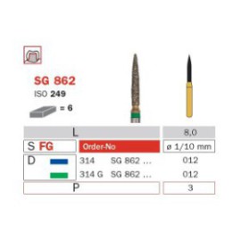 Diamond Bur, FG 012, Medium, Flame (Goldies) ISO No.249