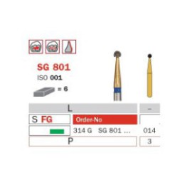 Diamond Bur, FG 014, Coarse, Round (Goldies) ISO No.001