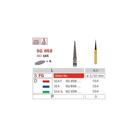 Diamond Bur, FG 014, Coarse, Cone (Goldies) ISO No.165