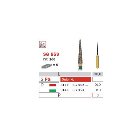 Diamond Bur, FG 010, X-Coarse, Cone (Goldies) ISO No.166