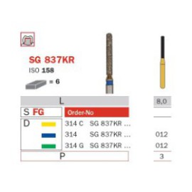 Diamond Bur, FG 012, Coarse, Cylinder Round Shoulder (Goldies) ISO No.158