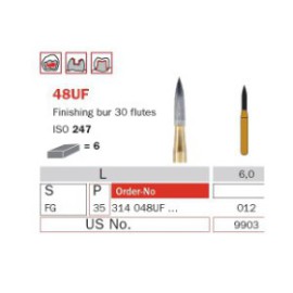 Finishing Carbide Bur, FG 012, Torpedo , 12 Flutes ISO No.247