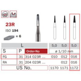 Carbide Bur, FG 016, Cone Round End ISO No.194