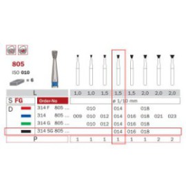 Diamond Bur, FG-014, Medium, Inverted Cone ISO No.010