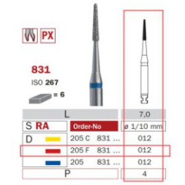 Diamond Bur, Long RA 012, Fine, Small Cone ISO No.267