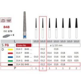 Diamond Bur, FG 012, X-Coarse, Truncated Cone ISO No.173