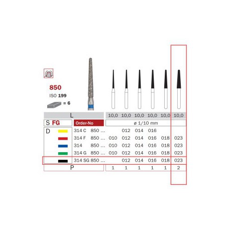 Diamond Bur, FG 023, X-Coarse, Cone Round End ISO No.199