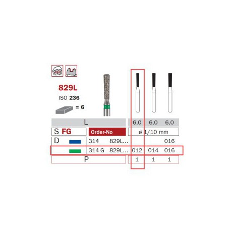 Diamond Bur, FG 012, Coarse, Pear ISO No.236