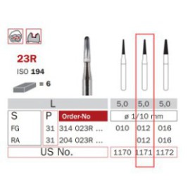 Carbide Bur, HP 012, Cone Round End ISO No.194