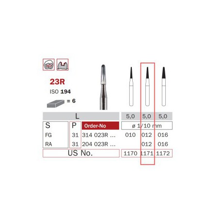 Carbide Bur, HP 012, Cone Round End ISO No.194