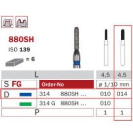 Diamond Bur, FG 014, Medium, Torpedo ISO No.139