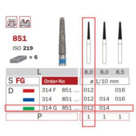 Diamond Bur, FG 012, Coarse, Safe End Cone ISO No.219