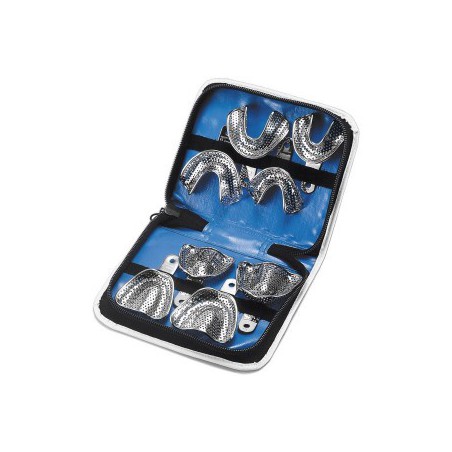 Impression Trays, Stainless Steel, Edentulous, Perforated, Rim Lock, Set/8