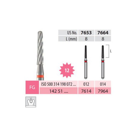 Carbide Bur, Cone Round End, FG 198-012