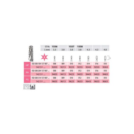 Carbide Bur, Fissured Cylinder Round End, FG 137-008