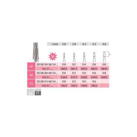 Carbide Bur, Fissured Truncated Cone FG 168-010