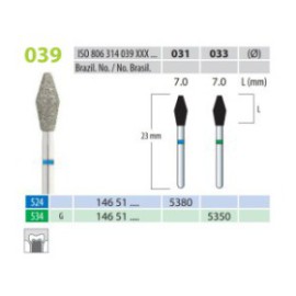 Diamond Burs, Barrel, FG 39-031, Medium