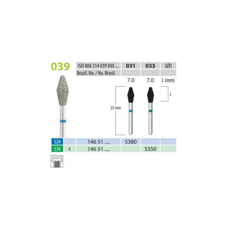 Diamond Burs, Barrel, FG 39-031, Medium