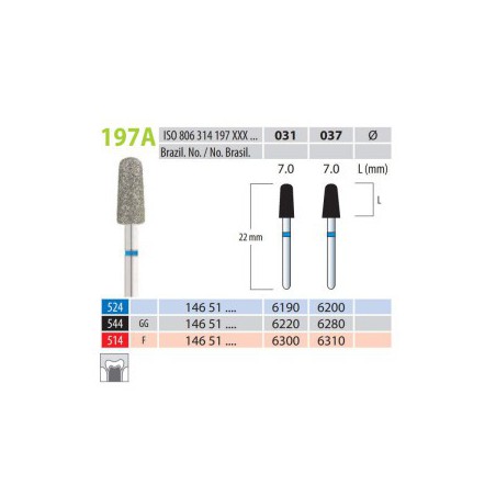 Diamond Burs, Bullet, FG 197A-031, Medium