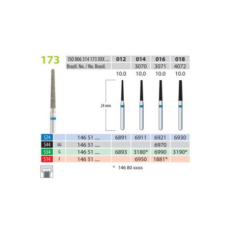 Diamond Burs, Cone Flat End, FG 173-012, Medium