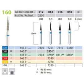 Diamond Burs, Cone Pointed, FG 160-012, Medium