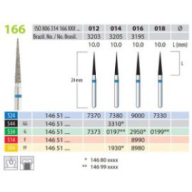 Diamond Burs, Cone Pointed, FG 166-016, Medium