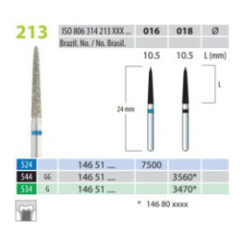 Diamond Burs, Cone Pointed, FG 213-016, Medium