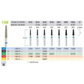 Diamond Burs, Cone Round End, FG 198-012, Coarse