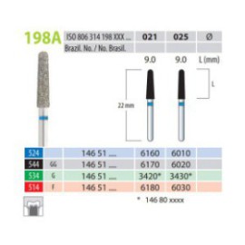 Diamond Burs, Cone Round End, FG 198A-021, Fine