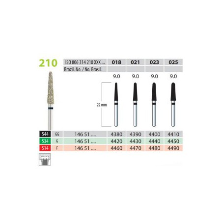 Diamond Burs, Cone Round End, FG 210-018, Coarse