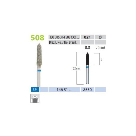 Diamond Burs, Cone Safe-End, FG 0508-021, Medium